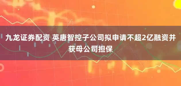 九龙证券配资 英唐智控子公司拟申请不超2亿融资并获母公司担保